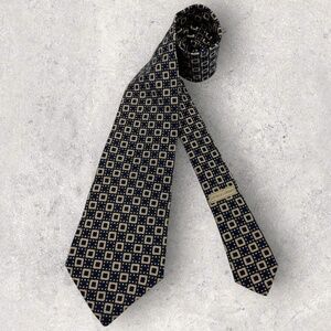 GIORGIO ARMANI VINTAGE Navy/Beige Silk LUXURY Tie ITALY